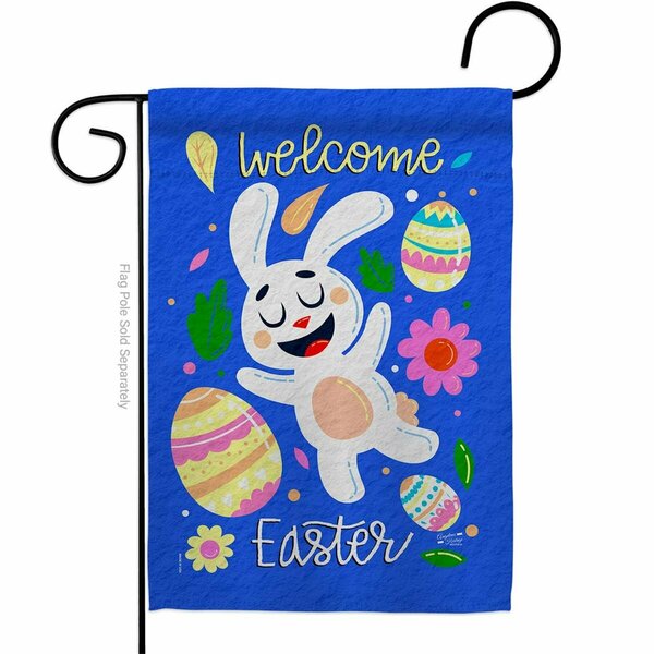 Patio Trasero Fuuny Easter Bunny Springtime Double-Sided Decorative Garden Flag, Multi Color PA3910544